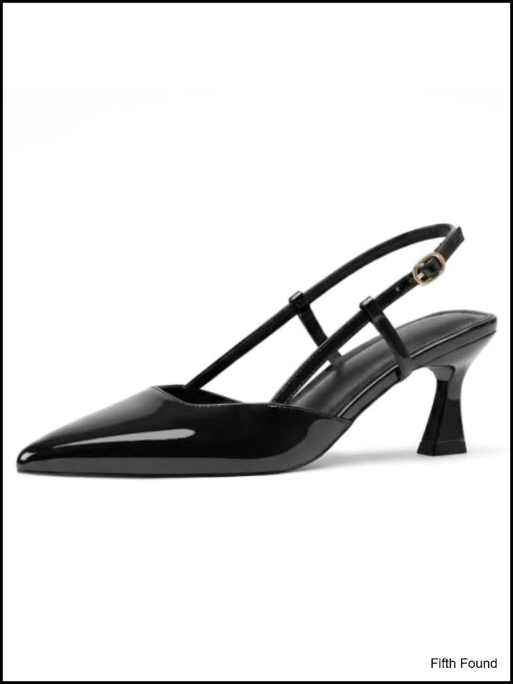 Kitten Heel Slingback Pointed Toe Patent Leather Pumps 2 Inch Dress Shoes